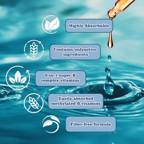 Gotas Líquidas de Complejo B Metilado 9 en 1 con B12, Metilfolato, Inositol, Colina, TMG, Vitamina C y E, Apoyo MTHFR, Energía y Salud Cerebral - imagen 4