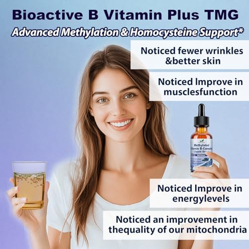 Gotas Líquidas de Complejo B Metilado 9 en 1 con B12, Metilfolato, Inositol, Colina, TMG, Vitamina C y E, Apoyo MTHFR, Energía y Salud Cerebral - imagen 5