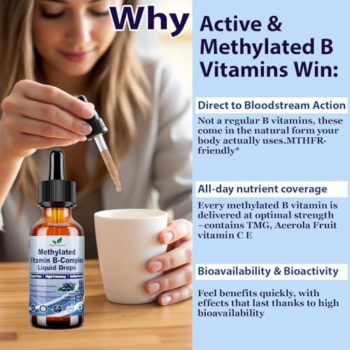 Gotas Líquidas de Complejo B Metilado 9 en 1 con B12, Metilfolato, Inositol, Colina, TMG, Vitamina C y E, Apoyo MTHFR, Energía y Salud Cerebral - imagen 7