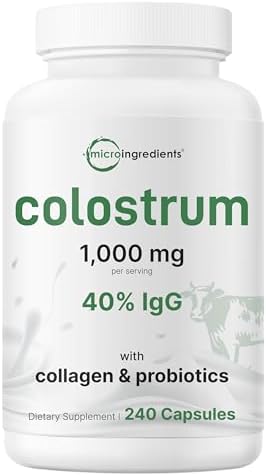 Colostrum Bovina Micro Ingredients 1,000 mg por Porción, 240 Cápsulas | 40% IgG con Colágeno y Probióticos | Suplemento de Colostrum con 10 Cepas - imagen 1