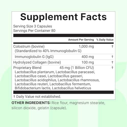 Colostrum Bovina Micro Ingredients 1,000 mg por Porción, 240 Cápsulas | 40% IgG con Colágeno y Probióticos | Suplemento de Colostrum con 10 Cepas - imagen 6