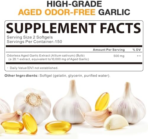Extracto de Ajo Envejecido - 300 Cápsulas Suplementos de Ajo para Bienestar Diario y Cardiovascular, No OGM, Suplementos Naturales en Softgel, - imagen 6