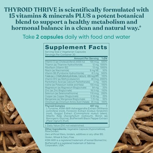 Thrive Energy Support - Combate la Fatiga de Forma Natural, Equilibra Hormonas, Promueve Energía Enfocada - Zinc, Selenio, Yodo - 60 Cápsulas - imagen 6