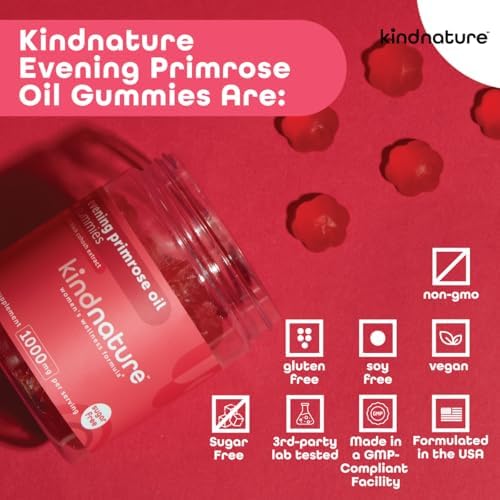 Gomitas de Aceite de Onagra Kindnature para Mujeres – 1000mg + Cohosh Negro – Apoyo para PMS, Perimenopausia y Menopausia – Veganas, Sin Azúcar, No - imagen 5