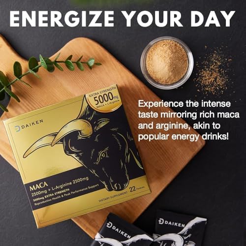 DAIKEN Maca Raíz Extra Fuerte y L-Arginina (5,000mg) - Extracto Potente 6:1 (2,500mg Maca + 2,500mg L-Arginina) - Mezcla Gelatinizada Negra, Roja y - imagen 7