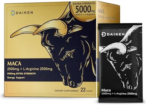 DAIKEN Maca Raíz Extra Fuerte y L-Arginina (5,000mg) - Extracto Potente 6:1 (2,500mg Maca + 2,500mg L-Arginina) - Mezcla Gelatinizada Negra, Roja y - imagen 8