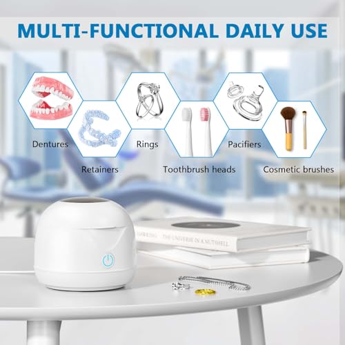 Limpiador Ultrasónico Hoffeins para Retenedores 45kHz 200ml, Máquina Portátil para Retenedores Dentales, Protectores Bucales, Alineadores y Joyería - imagen 4