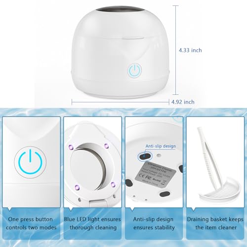 Limpiador Ultrasónico Hoffeins para Retenedores 45kHz 200ml, Máquina Portátil para Retenedores Dentales, Protectores Bucales, Alineadores y Joyería - imagen 7