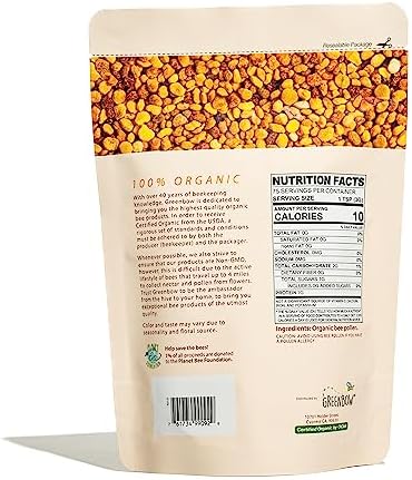 Polen de Abeja Orgánico Greenbow - 100% Orgánico Certificado por USDA, No GMO, Halal, Kosher, Certificado GMP - Superalimento Rico en Proteínas, - imagen 2