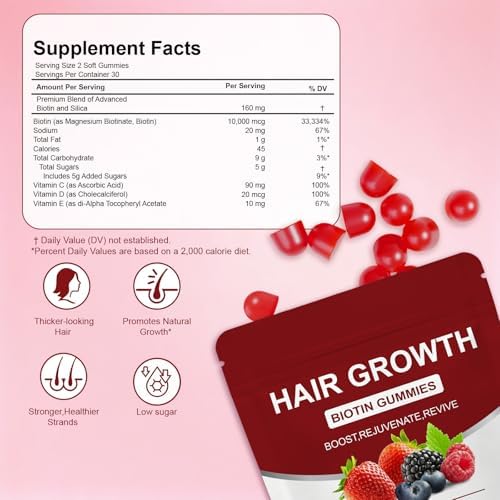 Gomitas Norce Sactor Lumin para el cabello con Biotina y Colágeno, Sabor Berry Mixto, 60 gomitas veganas y no transgénicas para el crecimiento - imagen 2