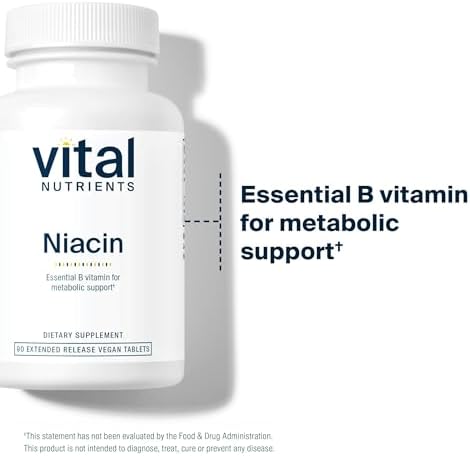 Niacina Vital Nutrients 500mg - Suplemento de Liberación Prolongada para Hombres y Mujeres - Vitamina B3 para la Salud Cardiaca y Metabolismo de - imagen 3