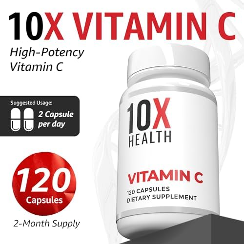 10X Health Vitamina C 1000mg - 120 Cápsulas - Alta Dosis de Ácido Ascórbico para Inmunidad, Antioxidantes y Soporte de Colágeno - Sin OGM, Sin Gluten - imagen 5