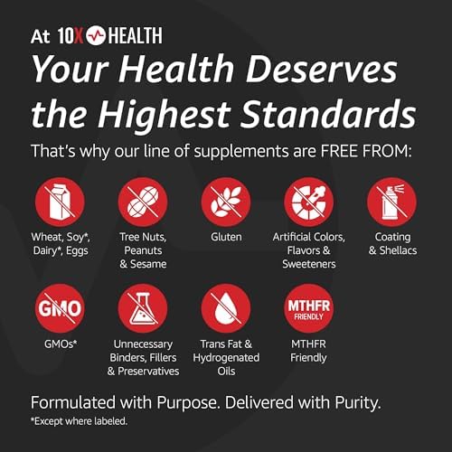 10X Health Vitamina C 1000mg - 120 Cápsulas - Alta Dosis de Ácido Ascórbico para Inmunidad, Antioxidantes y Soporte de Colágeno - Sin OGM, Sin Gluten - imagen 6