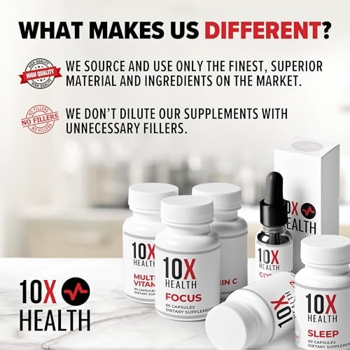 10X Health Vitamina C 1000mg - 120 Cápsulas - Alta Dosis de Ácido Ascórbico para Inmunidad, Antioxidantes y Soporte de Colágeno - Sin OGM, Sin Gluten - imagen 8