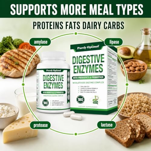 Enzimas Digestivas Purely Optimal para Hombres y Mujeres – Suplemento Multienzimático para Alivio de Inflamación, Digestión y Soporte de Comidas - imagen 4