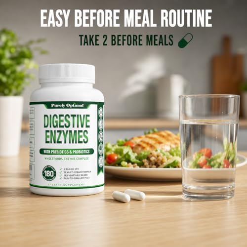 Enzimas Digestivas Purely Optimal para Hombres y Mujeres – Suplemento Multienzimático para Alivio de Inflamación, Digestión y Soporte de Comidas - imagen 6