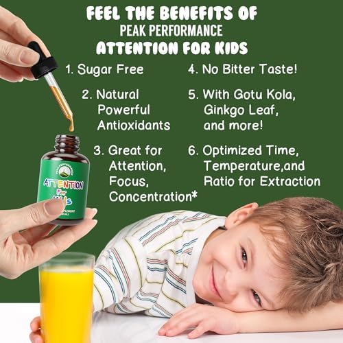 Gotas de Enfoque para Niños - Suplemento Líquido para Déficit de Atención, Concentración y Memoria - Sabor Agradable - Vegano, Sin Azúcar, 7 en 1, 2 - imagen 2