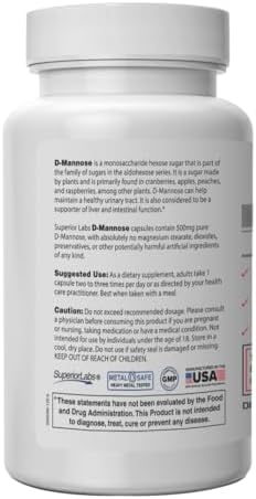 D-Mannosa 500 mg de Superior Labs, Prebiótico No GMO de Óptima Absorción, Soporte para Vías Urinarias, 120 Cápsulas Veganas - imagen 2