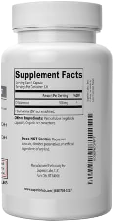 D-Mannosa 500 mg de Superior Labs, Prebiótico No GMO de Óptima Absorción, Soporte para Vías Urinarias, 120 Cápsulas Veganas - imagen 3