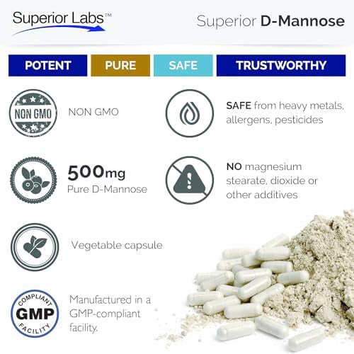 D-Mannosa 500 mg de Superior Labs, Prebiótico No GMO de Óptima Absorción, Soporte para Vías Urinarias, 120 Cápsulas Veganas - imagen 6