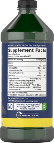 Aceite de Pescado Omega 3 Líquido Carlyle 1650mg | 32 fl oz (2 x 16 fl oz Botellas) | Sabor Limón | Suplemento Sin OGM y Sin Gluten - imagen 2