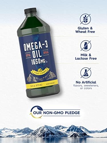 Aceite de Pescado Omega 3 Líquido Carlyle 1650mg | 32 fl oz (2 x 16 fl oz Botellas) | Sabor Limón | Suplemento Sin OGM y Sin Gluten - imagen 4