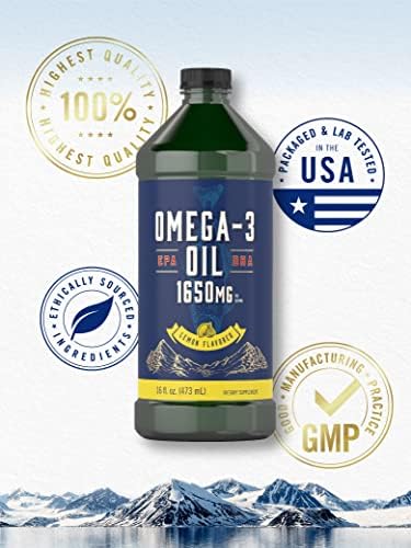 Aceite de Pescado Omega 3 Líquido Carlyle 1650mg | 32 fl oz (2 x 16 fl oz Botellas) | Sabor Limón | Suplemento Sin OGM y Sin Gluten - imagen 5