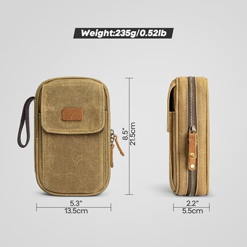 Funda de Lona encerada Yarwo para Pipas de Tabaco, Almacena 2 Pipas y Accesorios, Bolsa Impermeable para Fumar con Soporte de Cuero, Solo Bolsa - imagen 5