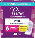 Toallas para Incontinencia Poise para Mujeres, Máxima Absorción, Largas, Paquete de 48 unidades - imagen 1
