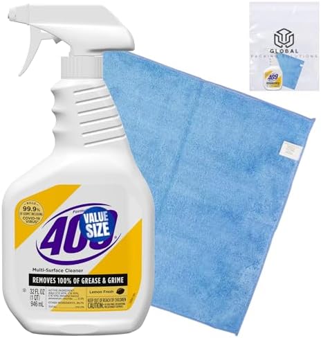 Limpiador Antibacterial Multi-Superficies GLOBAL PACKING SOLUTIONS 409 en Spray 32 Fl Oz, Aroma a Limón, Elimina 99.9% de Germenes y Virus + Paño de - imagen 1