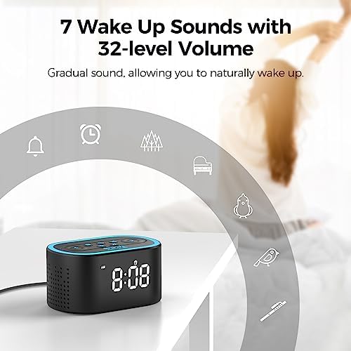 Reloj Despertador Digital Reacher con Máquina de Sonido Blanco, 21 Sonidos Relajantes, 7 Sonidos de Despertar, 8 Luces Nocturnas, 32 Niveles de - imagen 3