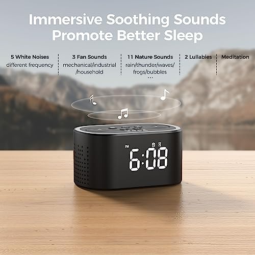 Reloj Despertador Digital Reacher con Máquina de Sonido Blanco, 21 Sonidos Relajantes, 7 Sonidos de Despertar, 8 Luces Nocturnas, 32 Niveles de - imagen 4