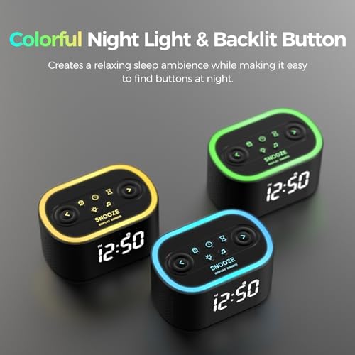 Reloj Despertador Digital Reacher con Máquina de Sonido Blanco, 21 Sonidos Relajantes, 7 Sonidos de Despertar, 8 Luces Nocturnas, 32 Niveles de - imagen 7