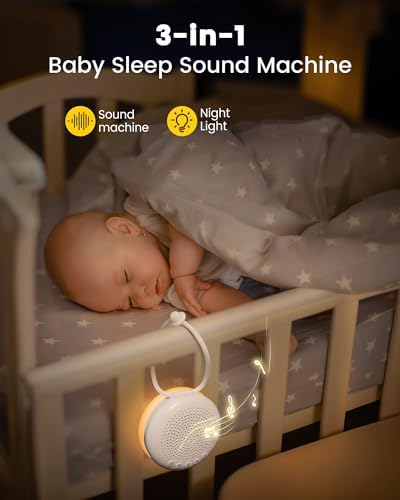 Máquina de Sonido Portátil Glocusent 3 en 1 para Bebés, Ruido Blanco para Dormir, Luz Nocturna y Altavoz Conectado, 34 Sonidos, Función de - imagen 5