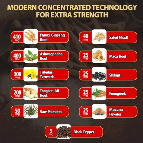 2 Paquetes de 60 Cápsulas - 11 Hierbas Combinadas con Ginseng, Ashwagandha, Tribulus y Más. - imagen 2