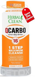 Herbal Clean Qcarbo16 Bebida Detox de Limpieza Total (16 fl oz) - Sabor Naranja, Ideal para Niveles Moderados de Toxinas, con Vitamina B2 y B12 para - imagen 1
