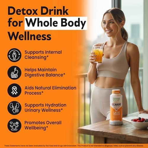 Herbal Clean Qcarbo16 Bebida Detox de Limpieza Total (16 fl oz) - Sabor Naranja, Ideal para Niveles Moderados de Toxinas, con Vitamina B2 y B12 para - imagen 5