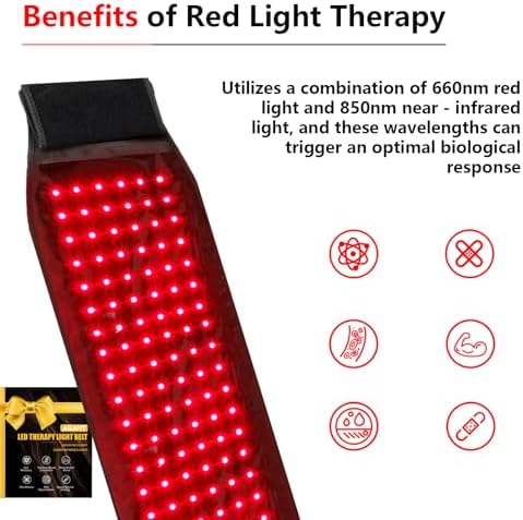 Cinturón de Terapia de Luz Roja, 16 W, 120 Perlas, Envoltura Portátil de Luz Infrarroja para Cuerpo, 660nm & 850nm, Temporizador Automático, Ideal - imagen 2