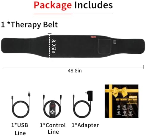 Cinturón de Terapia de Luz Roja, 16 W, 120 Perlas, Envoltura Portátil de Luz Infrarroja para Cuerpo, 660nm & 850nm, Temporizador Automático, Ideal - imagen 6