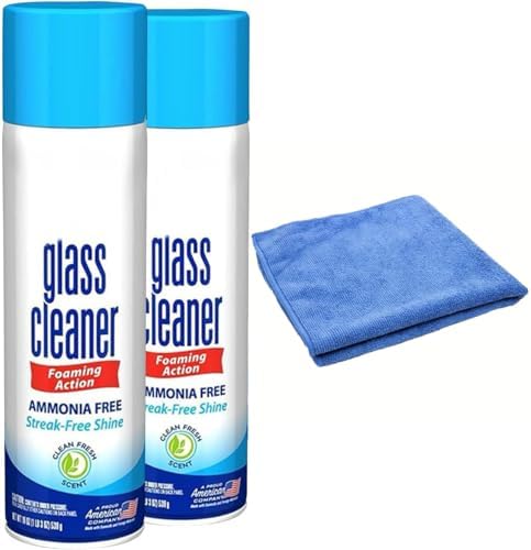 Limpiador de Vidrios Espumoso, Acción Espumosa y Spray, 23oz - Paquete de 2 - Aroma Fresco - Incluye Paños de Microfibra (46 oz Total) - imagen 1