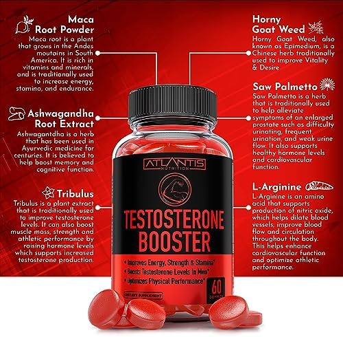 Gomitas Aumentadoras de Testosterona Atlantis Nutrition para Hombres - Mejora Fuerza y Resistencia - Optimiza Rendimiento y Mejora Masculina - 2 - imagen 4
