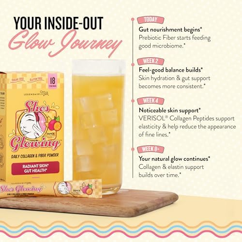 Legendairy Milk She's Glowing Polvo de Péptidos de Colágeno con Fibra Prebiótica, Mezcla Tropical para Mujeres, Apoyo Digestivo y Bienestar Diario, - imagen 5
