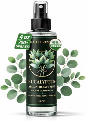 Spray de Ducha de Eucalipto Aromaterapia — 700+ Rociadas, Aceite Esencial de Eucalipto 100% Puro Orgánico, Tamaño Premium y de Viaje (4 oz, Hecho en - imagen 1