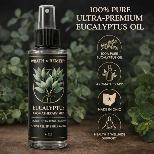 Spray de Ducha de Eucalipto Aromaterapia — 700+ Rociadas, Aceite Esencial de Eucalipto 100% Puro Orgánico, Tamaño Premium y de Viaje (4 oz, Hecho en - imagen 2
