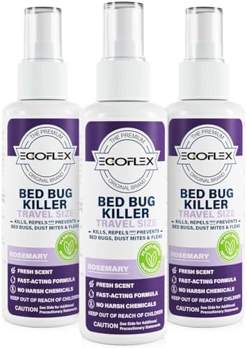 Spray Matamoscas para Cama en Paquete de 3 - Tamaño de Viaje Aprobado por TSA - Repelente de Chinches, Ácaros, Piojos y Pulgas con Aceites Esenciales - imagen 1