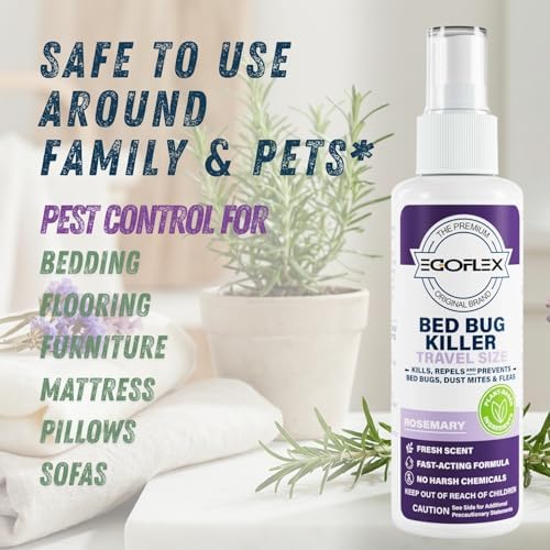 Spray Matamoscas para Cama en Paquete de 3 - Tamaño de Viaje Aprobado por TSA - Repelente de Chinches, Ácaros, Piojos y Pulgas con Aceites Esenciales - imagen 4