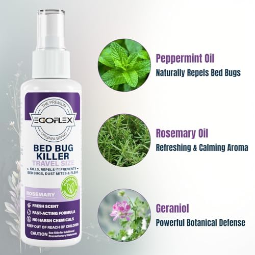 Spray Matamoscas para Cama en Paquete de 3 - Tamaño de Viaje Aprobado por TSA - Repelente de Chinches, Ácaros, Piojos y Pulgas con Aceites Esenciales - imagen 5