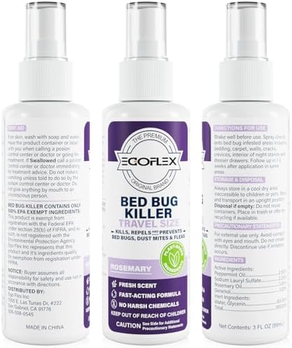 Spray Matamoscas para Cama en Paquete de 3 - Tamaño de Viaje Aprobado por TSA - Repelente de Chinches, Ácaros, Piojos y Pulgas con Aceites Esenciales - imagen 6