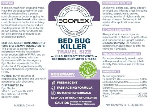 Spray Matamoscas para Cama en Paquete de 3 - Tamaño de Viaje Aprobado por TSA - Repelente de Chinches, Ácaros, Piojos y Pulgas con Aceites Esenciales - imagen 7