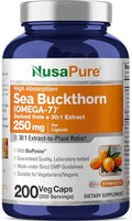 NusaPure Omega-7 de Espino Marino, 250 mg, 200 Cápsulas Veganas (Sin OGM, Veganas) - imagen 1